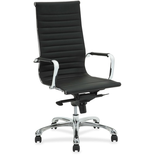 Lorell Modern Executive High-Back Office Chair - Leather Seat - Leather Back - High Back - 5-star Base - Black - 1 Each