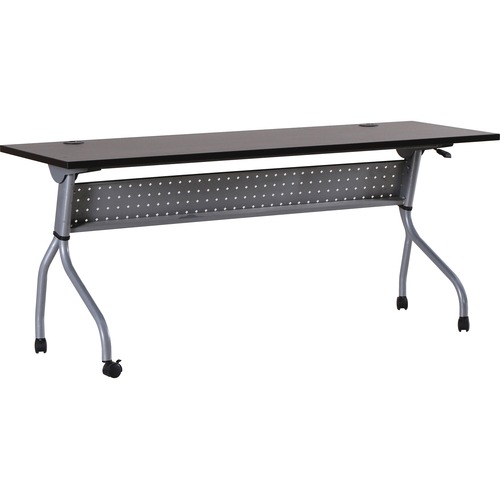 Lorell Flip Top Training Table - Rectangle Top - Four Leg Base - 4 Legs x 72" Table Top Width x 23.50" Table Top Depth - 29.50" Height x 70.88" Width x 23.63" Depth - Assembly Required - Espresso, Silver - Melamine, Nylon - 1 Each