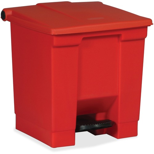 Rubbermaid Commercial Step-on Waste Container - Step-on Opening - 8 gal Capacity - Puncture Resistant, Durable - 17.1" Height x 15.8" Width - Plastic, High-density Polyethylene (HDPE), Resin - Red - 1 Each