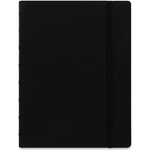 Rediform A5 Size Filofax Notebook - A5 - 56 Sheets - Twin Wirebound - 0.24" Ruled - A5 - 8 1/4" x 5 13/16" - 8.50" (215.90 mm) x 6.44" (163.51 mm) - Off White/Ivory Paper - BlackLeatherette Cover - Elastic Closure, Indexed, Pocket, Ruler, Refillable, Soft = BLIB115007U