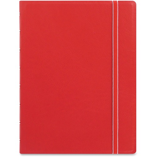 Filofax A5 Size Notebook - A5 - 56 Sheets - Twin Wirebound - 0.24" Ruled - A5 - 5 53/64" x 8 17/64" - 8.50" (215.90 mm) x 6.43" (163.32 mm) - Off White Paper - RedLeatherette Cover - Elastic Closure, Indexed, Pocket, Ruler, Refillable, Soft Cover, Divider = BLIB115008U