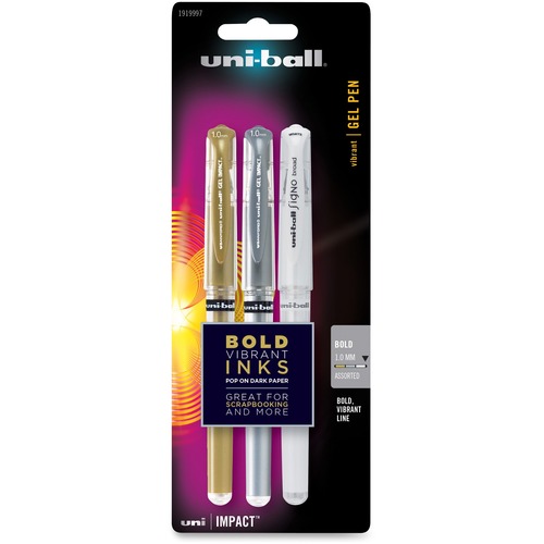 Uni-Ball 207 Impact Pens - Bold Pen Point - 1 mm Pen Point Size - Refillable - Retractable - Assorted - Assorted Barrel - 3 / Pack