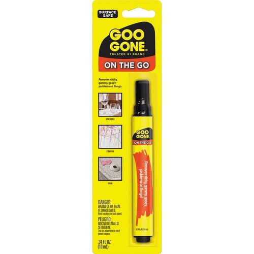 Goo Gone Mess-free Pen - For Multipurpose - 0.34 fl oz - Spill Proof, Unbreakable, Compact, Mess-free, Long Lasting - 1 Each - Black, Orange