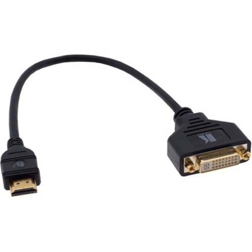 Kramer DVI-I (F) to HDMI (M) Adapter Cable - 1 ft DVI/HDMI Video Cable for Video Device - First End: 1 x DVI-I Digital Video - Female - Second End: 1 x HDMI Digital Audio/Video - Male - Gold Plated Connector - Black