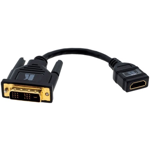 Kramer DVI-D (M) to HDMI (F) Adapter Cable - 1 - 1 ft DVI-D/HDMI Video Cable for Video Device - First End: DVI-D Digital Video - Male - Second End: HDMI Digital Audio/Video - Female - Gold Plated Connector - 1