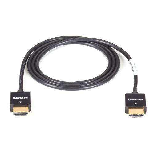 Black Box Slim-Line High-Speed HDMI Cable - 3-m (9.8-ft.) - 9.84 ft HDMI A/V Cable for TV, Audio/Video Device - First End: 1 x 19-pin HDMI Digital Audio/Video - Male - Second End: 1 x 19-pin HDMI Digital Audio/Video - Male - 10.2 Gbit/s - Supports up to 3