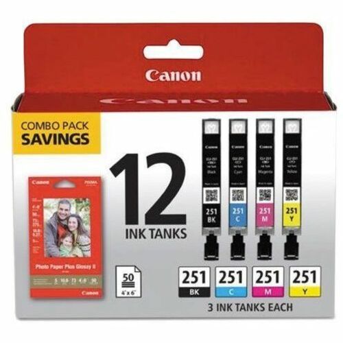 Canon Original Inkjet Ink Cartridge - Cyan, Magenta, Yellow, Black - 12 / Pack