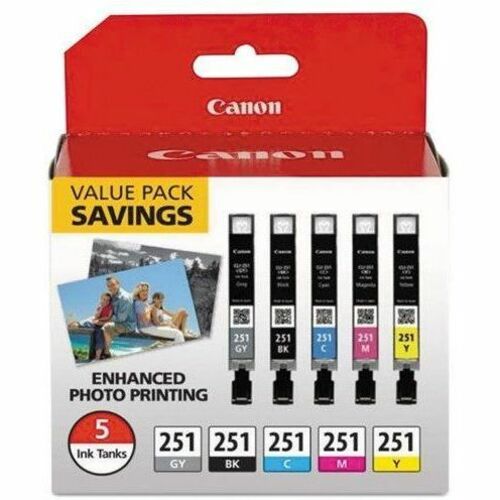 Canon Original Inkjet Ink Cartridge - Cyan, Magenta, Yellow, Gray, Black - 5 / Pack