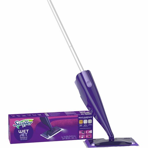 Swiffer WetJet Mopping Kit - Reinforced, Swivel Head - 1 / Kit - Purple - Mops & Mop Refills - PGC92811