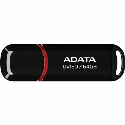 Adata 64GB UV150 USB 3.0 Flash Drive - 64 GB - USB 3.0 - Black - Lifetime Warranty