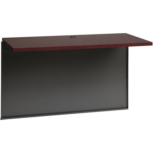 Lorell Fortress Modular Series Bridge - 48" x 24" , 1.1" Top - Material: Steel - Finish: Mahogany Laminate, Charcoal - Scratch Resistant, Stain Resistant, Ball-bearing Suspension, Grommet, Handle, Cord Management