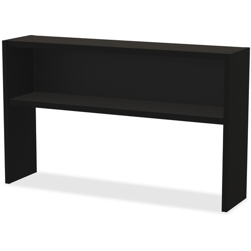 Lorell Fortress Modular Series Stack-on Hutch - 60" - Material: Steel - Finish: Black - Grommet, Cord Management