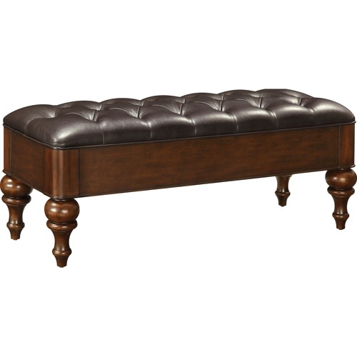 Coast to Coast Accent Bench - Dark Chocolate Faux Leather Seat - Turned Leg Base