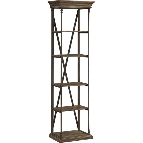 Coast to Coast 61626 Etagere - 4 Shelf(ves) - 5 Tier(s) - 86.6" Height x 24.8" Width x 16.9" DepthFloor - Corbin Medium Brown - Iron, Wood, Metal - 1