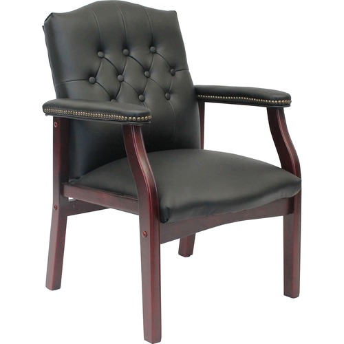 Boss Traditional Guest Chair - Black Vinyl Seat - Black Vinyl Back - 1 Each