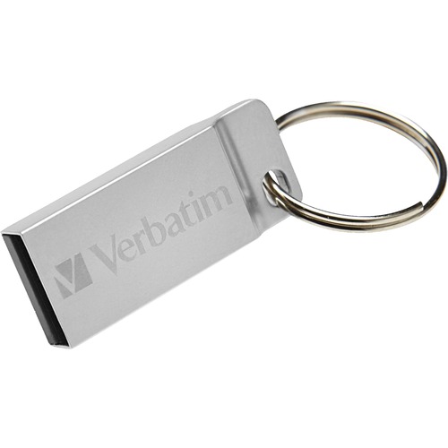 Verbatim 64GB Metal Executive USB Flash Drive - Silver - 64 GB - USB - Silver - Lifetime Warranty - 1 Each - TAA Compliant = VER98750