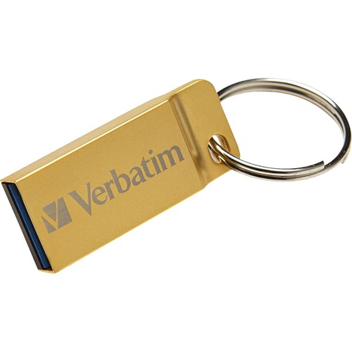 Verbatim Metal Executive USB 3.0 Flash Drive - 64 GB - USB 3.0 - Gold - Lifetime Warranty - 1 Each - TAA Compliant = VER99106