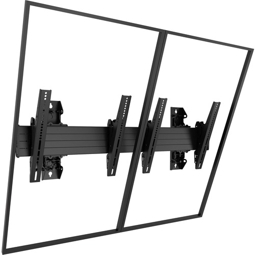 Chief Fusion LWM2X1UP Wall Mount for Menu Board - Black - Height Adjustable - 2 Display(s) Supported - 40" to 55" Screen Support - 250 lb Load Capacity