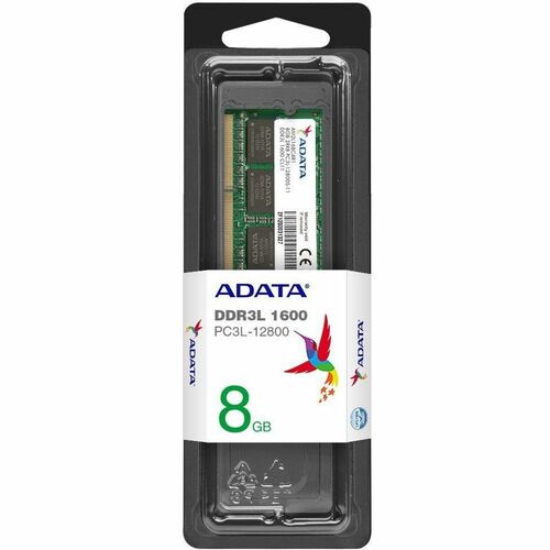 Adata 8GB Premier DDR3L SDRAM Memory Module - For Notebook - 8 GB - DDR3L-1600/PC3-12800 DDR3L SDRAM - 1600 MHz - CL11 - 1.35 V - Non-ECC - Unbuffered - 204-pin - SoDIMM - Lifetime Warranty