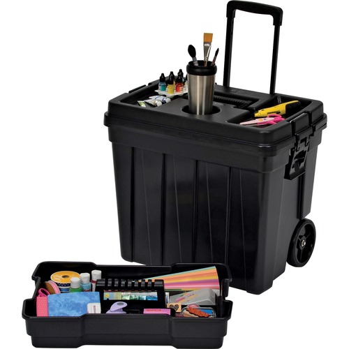 Continental Tuff Box Portable Tool Organizer - 20.3" Height x 23.5" Width x 15.5" Depth - Built-in Wheels, Cup Holder, Handle, Removable Tray - Yellow - 1 Each - Tool Storage & Organization - CMC1921BK