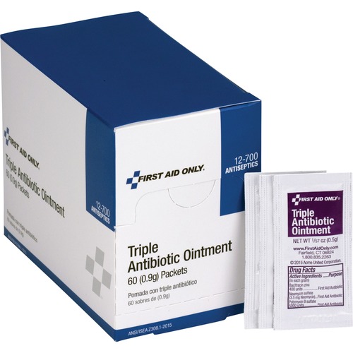 First Aid Only Triple Antibiotic Ointment Packets - For Cut, Scrape, Burn - 60 / Box