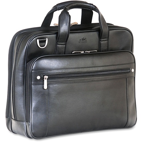 MANCINI 5th AVENUE Carrying Case (Briefcase) for 15.6" Notebook - Black - Genuine Leather - Shoulder Strap - 12.75" (323.85 mm) Height x 16" (406.40 mm) Width x 5.50" (139.70 mm) Depth - 1 Pack