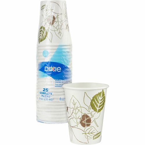 Dixie WiseSize Cup - 8 fl oz - 25 / Pack - Pathways - Paper - Hot Drink, Beverage
