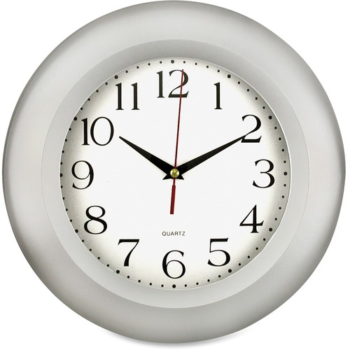 Artistic Round Frame Wall Clock, 11" , Silver - Silver Main Dial - Silver