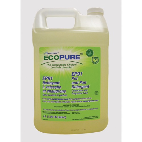 Ecopure EP91 Pot/Pan Liquid Detergent - Liquid - 135.3 fl oz (4.2 quart) - 1 Each - Yellow