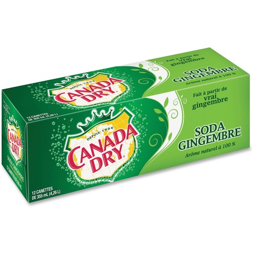 Canada Dry Ginger Ale - Ready-to-Drink - Ginger Ale Flavor - 355 mL - Can - 12 / Carton