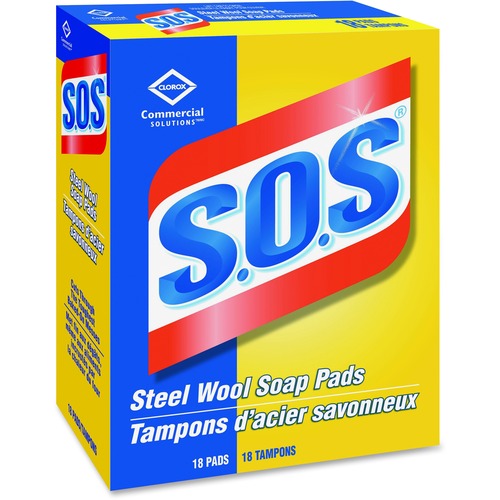 S.O.S Steel Wool Soap Pads - Pad - 18 / Box - Blue - Sponges & Scouring Pads - CLO01177