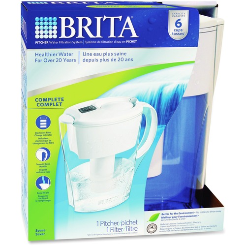 Brita Water Filtration System 6-cup Pitcher - Pitcher - 1 Each - White - Water Filters & Purifying Dispensers - CLO635566FRM2