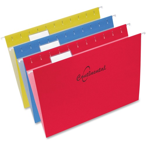 Continental 1/5 Tab Cut Letter Recycled Hanging Folder - 8 1/2" x 11" - Assorted - 60% Recycled - 25 / Box - Color Hanging Folders - COF30825