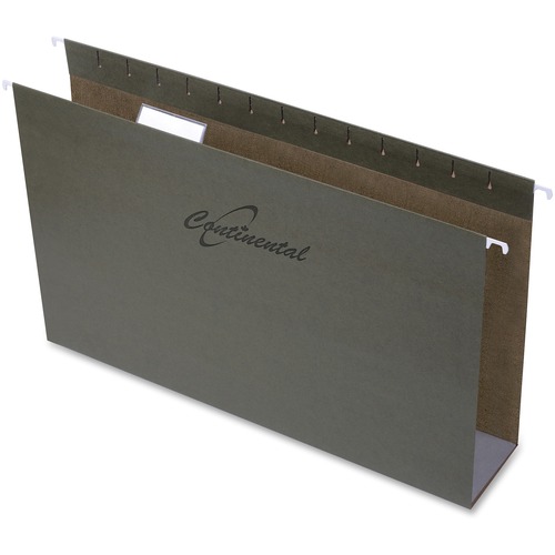 Continental Legal Recycled Hanging Folder - 3" Folder Capacity - 8 1/2" x 14" - Standard Green - 25 / Box - Green Hanging Folders - COF37292