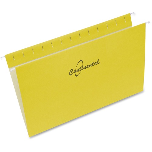Continental Legal Recycled Hanging Folder - 8 1/2" x 14" - Yellow - 60% Recycled - 25 / Box - Color Hanging Folders - COF37528