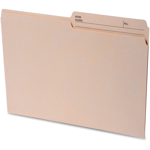 Continental 1/2 Tab Cut Letter Recycled Top Tab File Folder - 8 1/2" x 11" - Top Tab Location - Assorted Position Tab Position - Manila - 100% Recycled - 100 / Box - Top Tab Manila Folders - COF41801