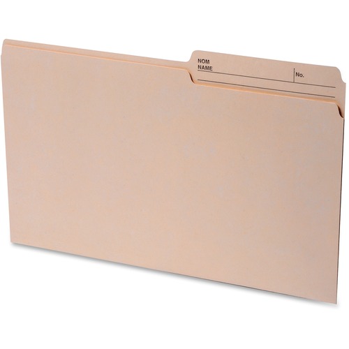Continental 1/2 Tab Cut Legal Recycled Top Tab File Folder - 8 1/2" x 14" - Top Tab Location - Assorted Position Tab Position - Manila - 100% Recycled - 100 / Box - Top Tab Manila Folders - COF46801