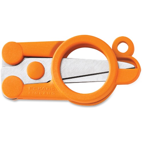 Fiskars Folding Scissors - 4" (101.60 mm) Overall Length - Left/Right - Stainless Steel - Straight Tip - Orange - 1 Each - Scissors - FSK1951601004