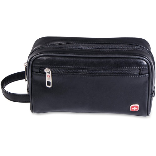 Holiday Carrying Case Toiletries - Black - Water Proof Pocket - Leatherette, Faux Leather, Polyurethane - Handle - 6" (152.40 mm) Height x 10" (254 mm) Width x 3" (76.20 mm) Depth - 1 Pack