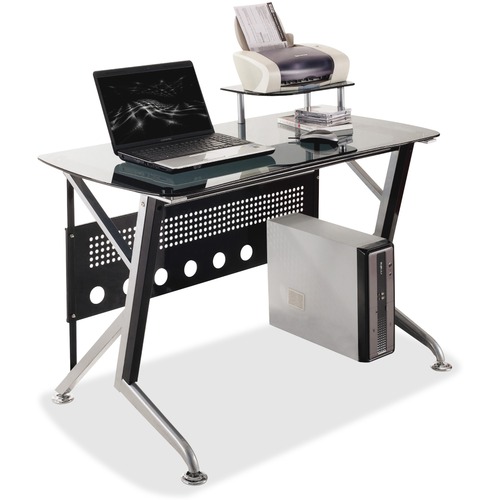 Heartwood Sabik Computer Desk - Rectangle Top x 47.3" Table Top Width x 23.6" Table Top Depth - Black, Silver - Metal - Workstations/Computer Desks - HTWSK104724SB