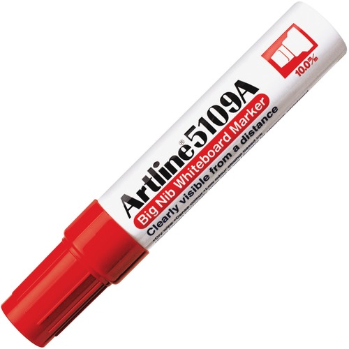 Jiffco Artline 5109A Big Nib Whiteboard Marker - Bold Marker Point - Chisel Marker Point Style - Refillable - Red - Acrylic Fiber Tip - 1 Each - Dry Erase Markers - JIFEK5109A2