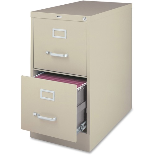 Lorell File Cabinet - 2-Drawer - 18" x 25" x 28.4" - 2 x Drawer(s) for File - Legal - Vertical - Ball-bearing Suspension, Lockable, Hanging Bar, Pull Handle - Putty - Recycled = LLR54858
