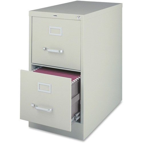 Lorell Fortress File Cabinet - 2-Drawer - 18" x 25" x 28.4" - 2 x Drawer(s) for File - Legal - Vertical - Ball-bearing Suspension, Lockable, Hanging Bar, Pull Handle - Light Gray - Recycled = LLR54860