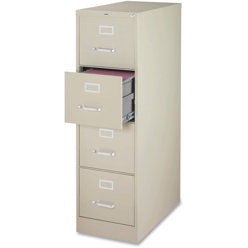 Lorell Fortress File Cabinet - 4-Drawer - 18" x 25" x 52" - 4 x Drawer(s) for File - Legal - Vertical - Ball-bearing Suspension, Lockable, Hanging Bar, Pull Handle - Putty - Recycled = LLR54861