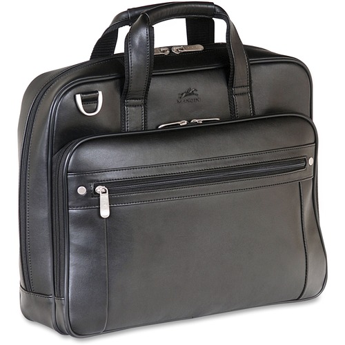 MANCINI 5th AVENUE Carrying Case (Briefcase) for 15.6" Notebook - Black - Genuine Leather - 12.75" (323.85 mm) Height x 16" (406.40 mm) Width x 4.50" (114.30 mm) Depth