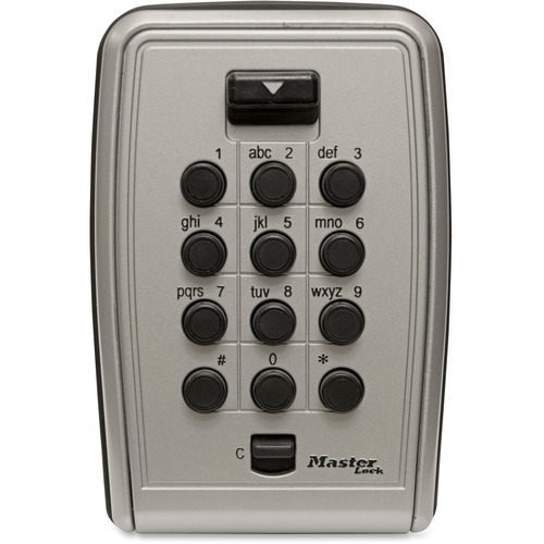 Master Master Lock Wall-Mount Push Button Lock Box - Black, Gray Door - Mechanical Key - Wall Mountable