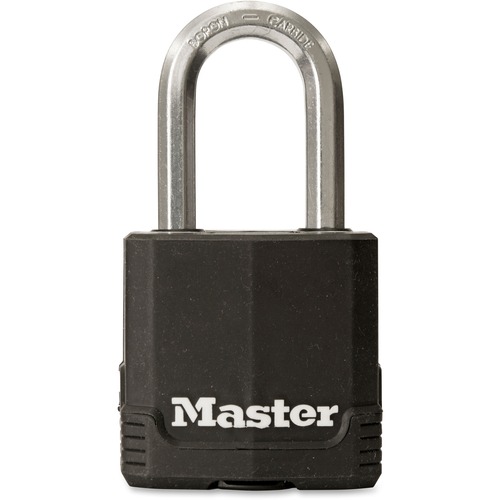 Master Magnum M115BLCDLF Padlock - 1.50" (38.10 mm) Shackle Diameter - Pick Resistant, Pry Resistant, Weather Resistant - Laminated Steel, Stainless Steel Cover, Zinc Cover, Steel Body - Black - 1 Each - Locks - MLKM115BLCDLFHC