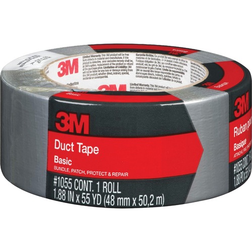 3M Basic Duct Tape - 55 yd (50.3 m) Length x 1.88" (47.8 mm) Width - Cloth Backing - 1 Each - Silver - Duct Tapes - MMM1055