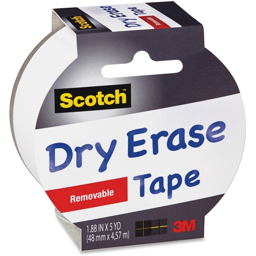 Scotch White Dry Erase Tape - 15 ft (4.6 m) Length x 1.88" (47.8 mm) Width - 1 / Roll - White - Magnetic Tape - MMM1905RDEEFS