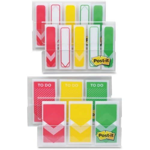 Post-it® Arrow Flags Value Pack - 320 x Red, 200 x Yellow, 320 x Green - 0.50" , 1" - Arrow - Red, Yellow, Green, White - 320 / Pack